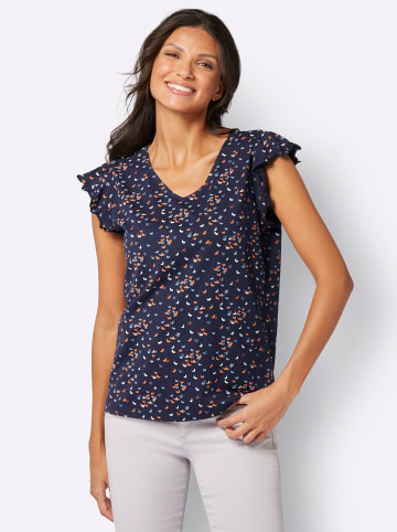 Sieh an! V-Shirt in marine-bleu-bedruckt