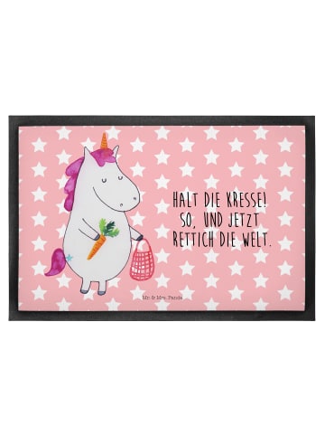 Mr. & Mrs. Panda Schmutzmatte Einhorn Gemüse mit Spruch in Rot Pastell