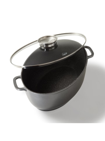 Stoneline Bräter Schmortopf Oval 39x26 cm | mit Deckel in Anthrazit