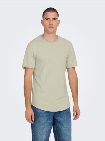 Only&Sons Langes Rundhals T-Shirt Einfarbiges Kurzarm Basic Shirt ONSBENNE in Grau