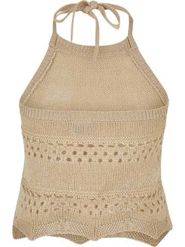 Urban Classics Urban Classics Damen Ladies Short Crochet Knit Neckholder Top in softseagrass