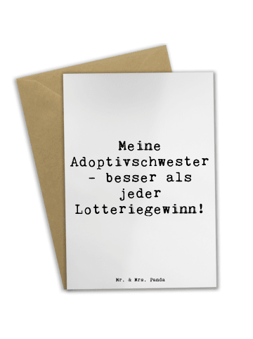 Mr. & Mrs. Panda Grußkarte Adoptivschwester Wunder mit Spruch in Weiß