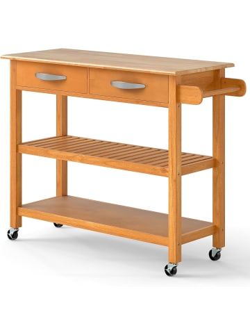 COSTWAY Küchenwagen Holz in Hellbraun
