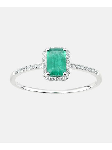 Diamant L'éternel Cluster-Ring aus 750 Weißgold mit Diamant mit Smaragd