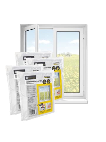 EASYmaxx Moskitonetz Fenster 4er-Set 130x150cm weiß mit Klettverschluss Transparent