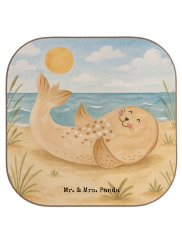 Mr. & Mrs. Panda Untersetzer für Gläser Robbe Liegen Design ohne... in Weiß