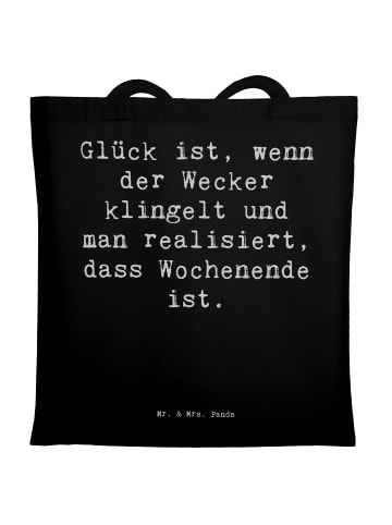 Mr. & Mrs. Panda Tote Bag Spruch Glück am Wochenende mit Spruch in Schwarz