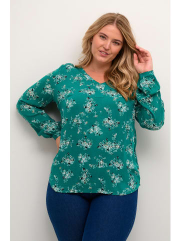 KAFFE curve Langarm-Bluse KCami Regular fit in Green Detailed Flower Print