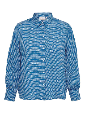 ONLY Carmakoma Gemusterte Hemd Bluse Plus Size Übergrößen Print Tunika CARELVIRO in Blau