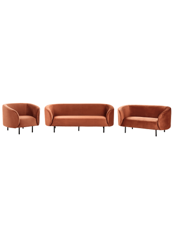 Beliani 3-tlg Sitzgruppe LOEN in Orange/Schwarz