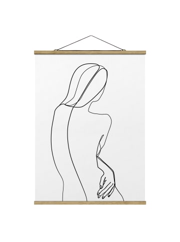 WALLART Stoffbild mit Posterleisten - Line Art Rücken Frau in Schwarz-Weiß