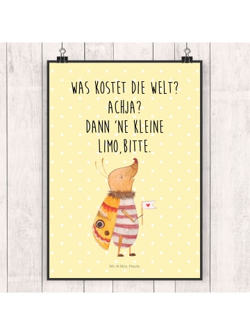 Mr. & Mrs. Panda Bild Nachtfalter Fähnchen mit Spruch in Gelb Pastell