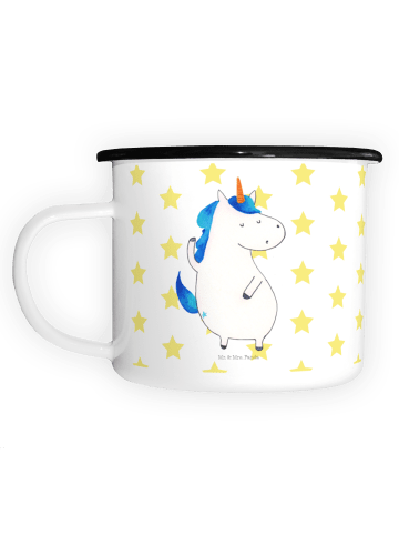 Mr. & Mrs. Panda XL Emaille Tasse Einhorn Mann ohne Spruch in Weiß