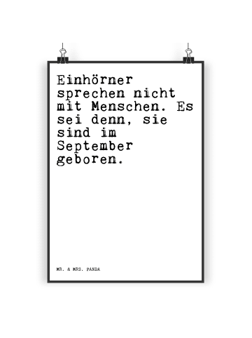 Mr. & Mrs. Panda Kunstdruck Einhörner sprechen nicht mit... mit ... in Weiß