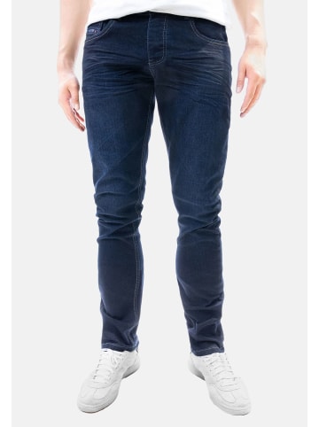 Jaylvis Regular Denim Jeans mit Kontrastnähten und Falten in Dunkelblau