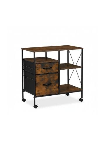 relaxdays Rollcontainer in Braun/Schwarz - (B) 76,5 x (H) 75,5 x (T) 40 cm