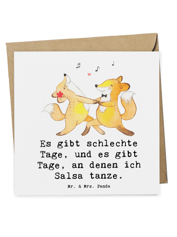Mr. & Mrs. Panda Einladungskarte Füchse Salsa tanzen mit Spruch in Weiß