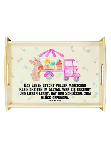Mr. & Mrs. Panda Tablett Holz Osterhase Blumenwagen mit Spruch in Blumig