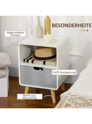 HOMCOM Nachttisch in Weiß 40L x 38B x 58H cm