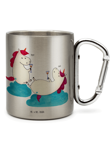 Mr. & Mrs. Panda Outdoor Tasse Einhorn Sekt ohne Spruch in Silber