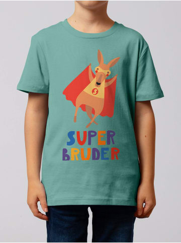 wat? Apparel T-Shirt Känguru Superbruder in Teal Monstera