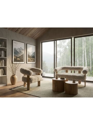 Beliani 2-tlg Sitzgruppe ILBRO in Weiß/Braun