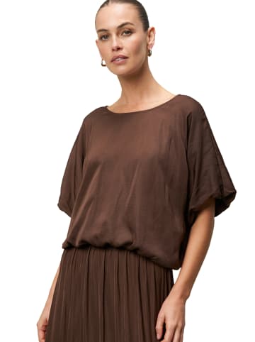 Zero  Satinbluse mit Ballonärmeln in Chicory Coffee
