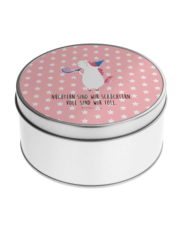 Mr. & Mrs. Panda Aufbewahrungsbox Einhorn Party mit Spruch in Rot Pastell