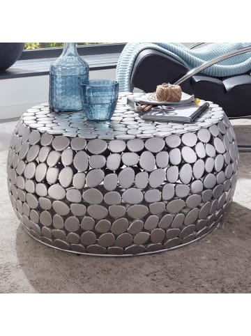 KADIMA DESIGN Couchtisch Metall Silber 66x66x32 cm Sofatisch Aluminium, Design