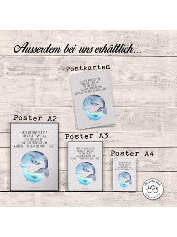 Mr. & Mrs. Panda Bild Walfisch Thunfisch mit Spruch in Grau Pastell