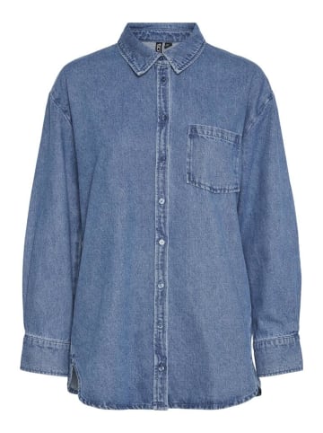 Pieces Langarmbluse in Medium Blue Denim