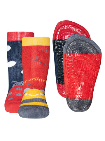 ewers 2er-Set Stoppersocken ABS 2er Pack Käfer in rot-navy