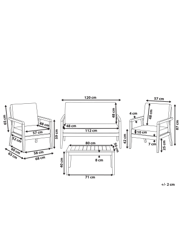Beliani 4-tlg Lounge Set PALLANO in Braun/Grau