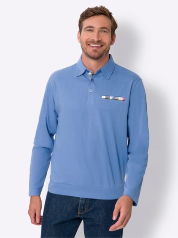 Sieh an! Langarm-Poloshirt in mittelblau