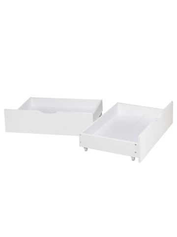 Homestyle4u Bettkasten 2er Set in Weiß 82x22 53 cm