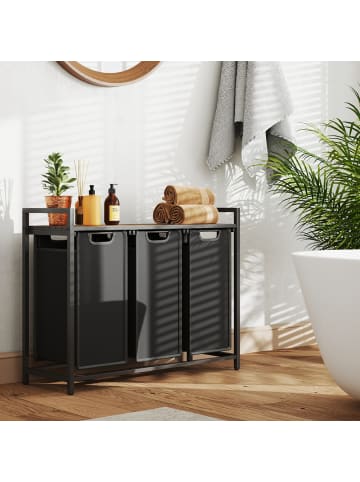 VASAGLE Wäschesortierer in Kamelbraun-Schwarz - (B)33 x (H)72 x (T)92.5 cm