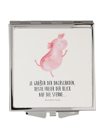 Mr. & Mrs. Panda Kosmetikspiegel Axolotl Tanzen mit Spruch in Weiß