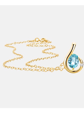 Diamant L'éternel Halskette mit Anhänger aus 375 Gelbgold mit Diamant mit Topas