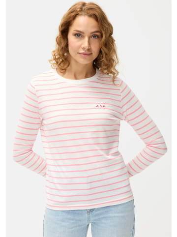 LASCANA Langarmshirt in weiß-rosé