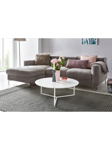 KADIMA DESIGN Design Couchtisch MDF Holz weiß matt Gestell Metall ø 80 cm