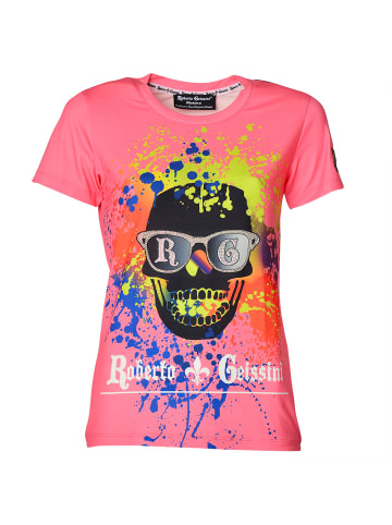 Roberto Geissini Skull Graffiti T-Shirt Pink