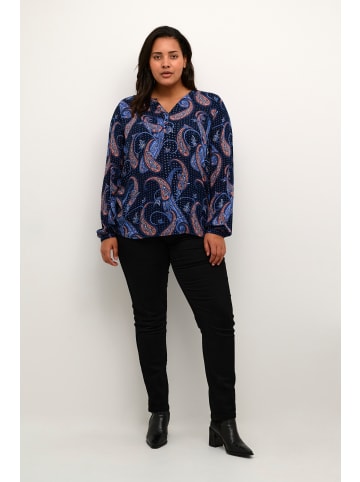KAFFE curve Langarm-Bluse KCbett in Dark Blue Paisley