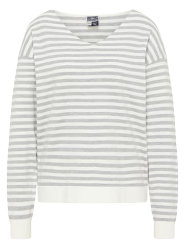 DreiMaster Maritim Damen Strickpullover in Wollweiss Grau Melange