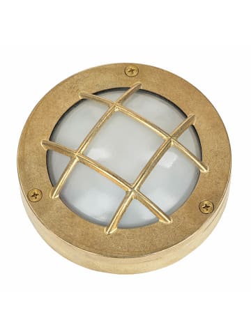 Licht-Erlebnisse Außen Wandlampe Ø 14 x (H)14 cm in Messing
