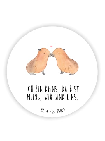 Mr. & Mrs. Panda Rund Magnet Capybara Liebe mit Spruch in Weiß
