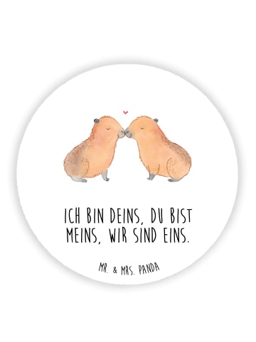 Mr. & Mrs. Panda Rund Magnet Capybara Liebe mit Spruch in Weiß