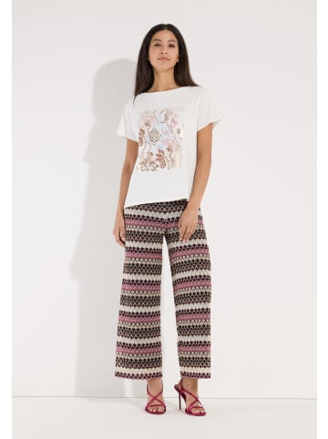 More & More lockeres Kurzarmshirt, kunstvoller Print in offwhite