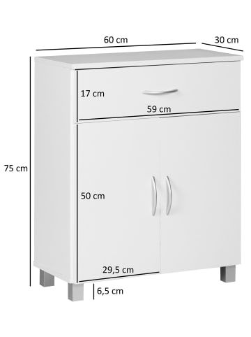 KADIMA DESIGN Sideboard mit 2 Türen & 1 Schublade: Modernes Stauraummöbel in Weiß
