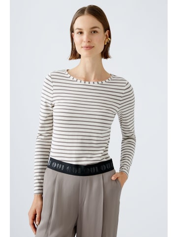 Oui Langarmshirt SUMIKO in dk brown offwhite