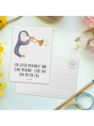 Mr. & Mrs. Panda Grußkarte Posaune Liebe mit Spruch in Weiß